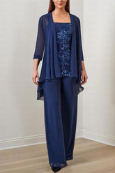 Elegant Chiffon Long Sleeve Mother Of The Bride Jumpsuit with Jacket Babyonlines